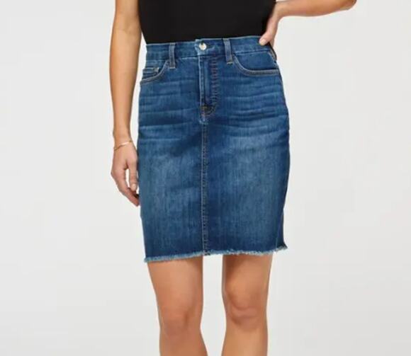 7 For All Mankind Dresses & Skirts - 7 For All Mankind Women's Blue Denim Mini Pencil Skirt Size 2 Cabincore Normcore